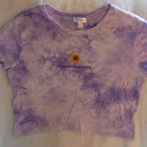 Good Vibes Purple Tie-Dye Cropped Tee